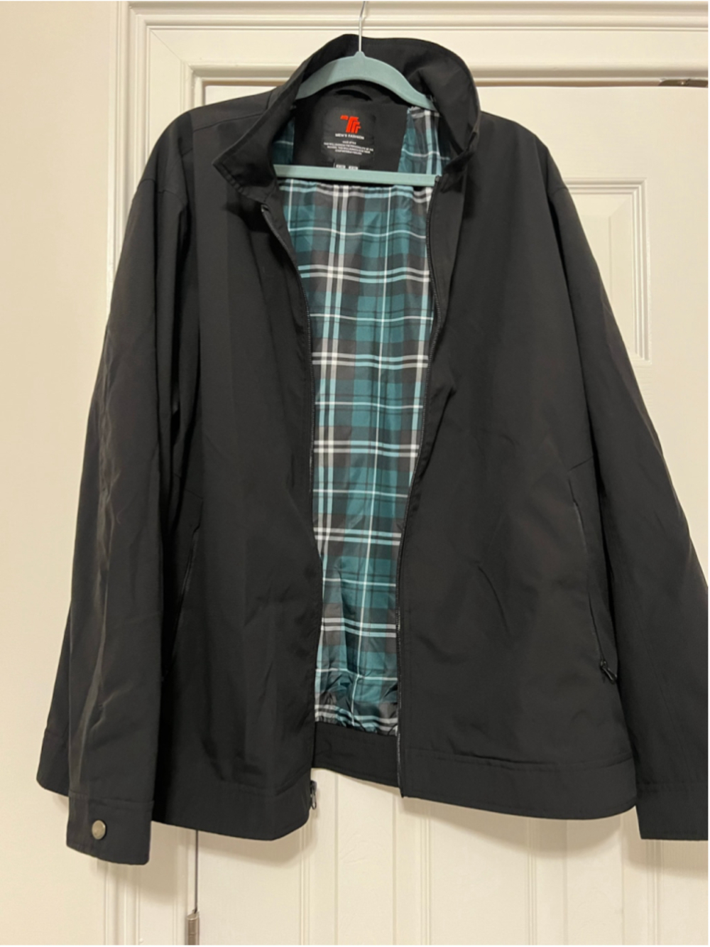 Men's TRR Lightweight Jacket XXL Black Teal Plaid Lining